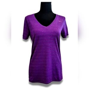 Nike Women's Dri-FIT V-Neck Athletic T-Shirt - Purple - Size M